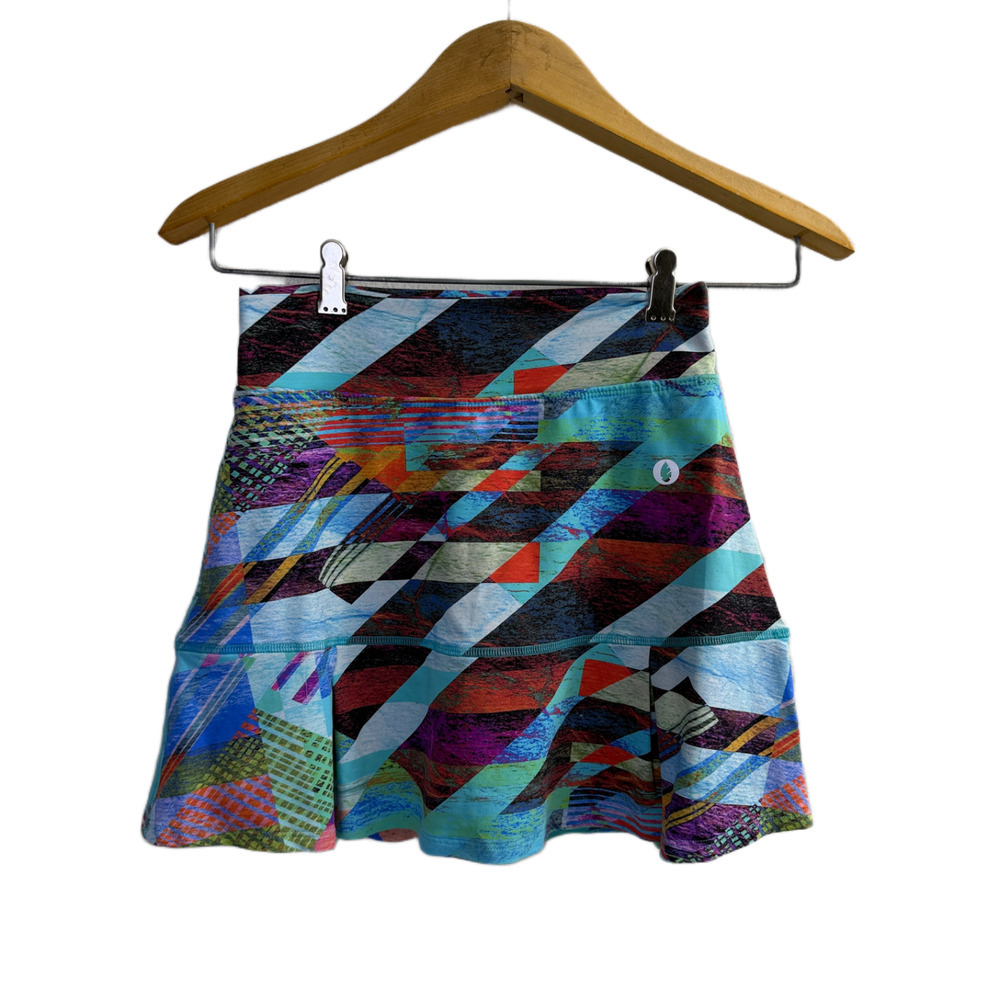 Dona Jo Skirt Womens Size 1 Small Blue Abstract Skort Tennis Pickleball Shorts